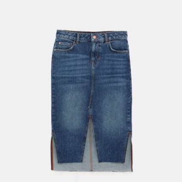 Zara Denim Skirt with 3 Slits - Picture 9 of 10